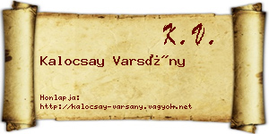 Kalocsay Varsány névjegykártya